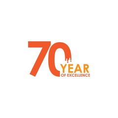 70 Year of Excellence Vector Template Design Illustration
