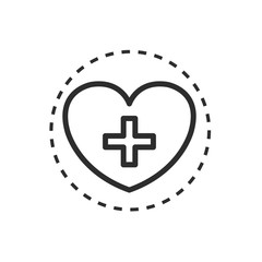 Trendy Medical Symbol. Heart in circle vector illustration.
