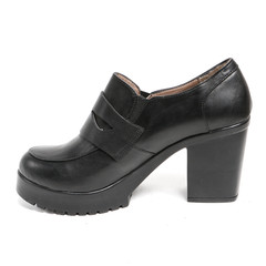 Women's leather platform shoes isolated on white background