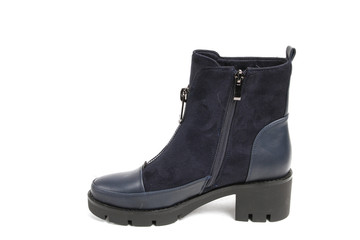 Women's leather platform shoes isolated on white background