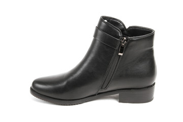 Women's leather platform shoes isolated on white background