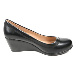 Women's leather platform shoes isolated on white background