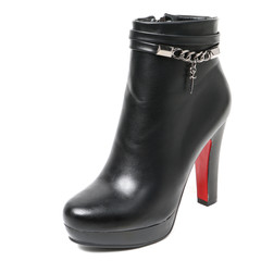 Women's leather platform shoes isolated on white background