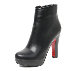 Women's leather platform shoes isolated on white background