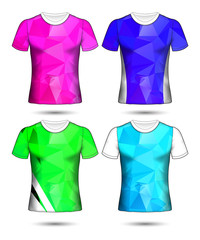  t-shirt templates abstract geometric collection of different colors polygonal mosaic