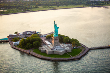 New York Statue of Liberty from aerial view