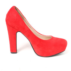 Obraz premium Women's leather platform shoes isolated on white background