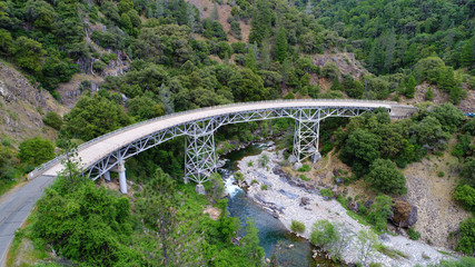 Fototapeta na wymiar aerial view of bridges crossing a river