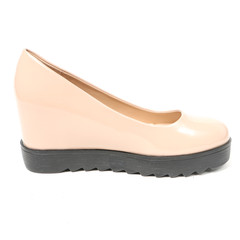 Women's leather platform shoes isolated on white background