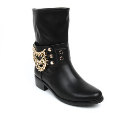 Women's demi-season high boots isolated on white background