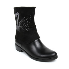 Women's demi-season high boots isolated on white background