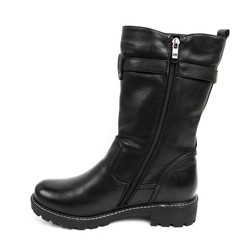 Women's demi-season high boots isolated on white background