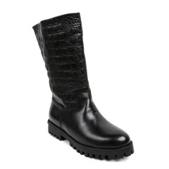 Women's demi-season high boots isolated on white background