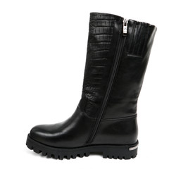 Women's demi-season high boots isolated on white background