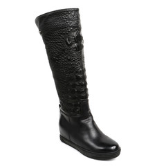 Women's demi-season high boots isolated on white background