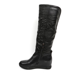 Women's demi-season high boots isolated on white background