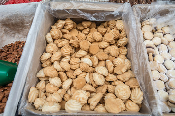 Cookie  in white crate at market