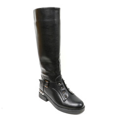 Women's demi-season high boots isolated on white background