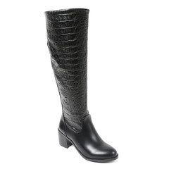 Women's demi-season high boots isolated on white background