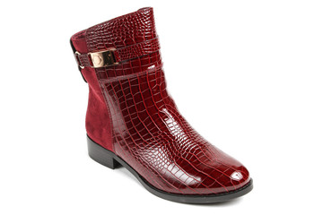 Women's demi-season high boots isolated on white background