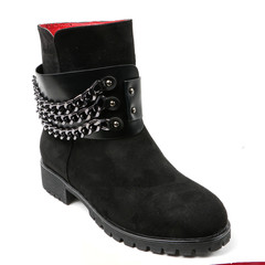 Women's demi-season high boots isolated on white background