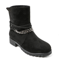 Women's demi-season high boots isolated on white background