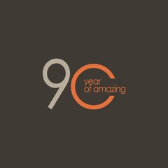 90 Year of Amazing Vector Template Design Illustration