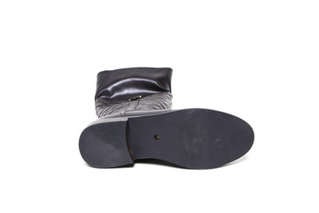 Women's demi-season high boots isolated on white background