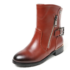 Women's demi-season high boots isolated on white background