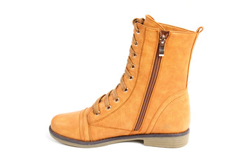 Man's demi-season leather shoes isolated on wthite.