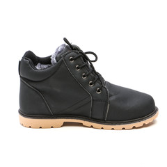 Man's demi-season leather shoes isolated on wthite.