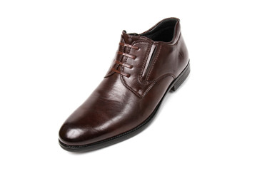 Classic office leathers man shoes isolated on white background.