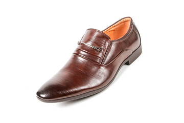 Classic office leathers man shoes isolated on white background.