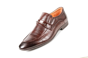 Classic office leathers man shoes isolated on white background.