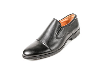 Classic office leathers man shoes isolated on white background.