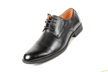 Classic office leathers man shoes isolated on white background.