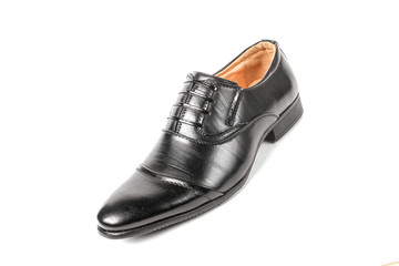 Classic office leathers man shoes isolated on white background.