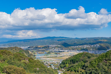 Fototapeta na wymiar みかん狩り農園からの静岡県伊豆の国市の風景