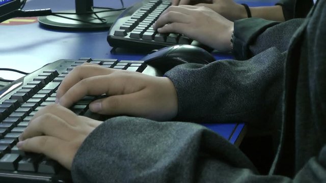 Students in learning typing