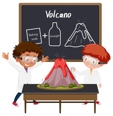 Student volcano science experiment © brgfx