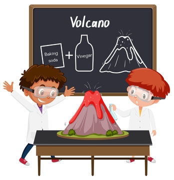 Student volcano science experiment