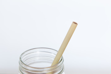 Bamboo straw in glass.