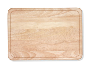 Brown cutting board isolated on white background