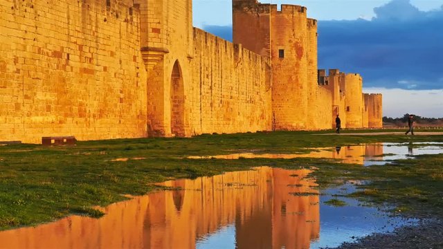Aigues Mortes, Gard, Occitanie, France. South side ramparts