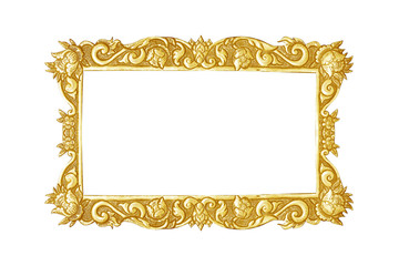 old decorative silver frame - handmade, engraved - isolated on white background