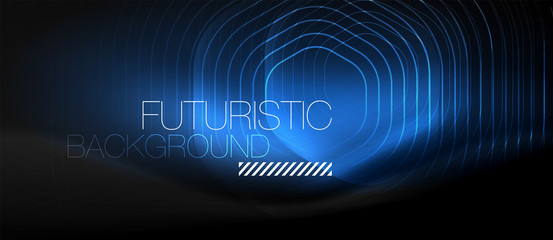 Neon glowing lines, magic energy space light concept, abstract background wallpaper design