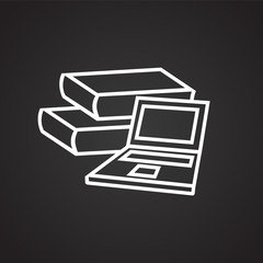 Study book thin line on black background icon