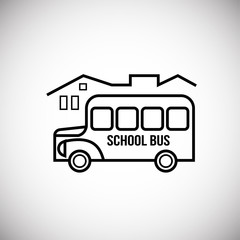 School bus thin line on white background icon