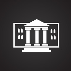 Fototapeta premium Bank building on black background icon