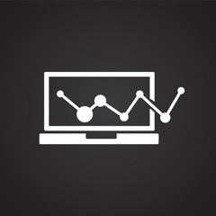Screen with statistics on black background icon